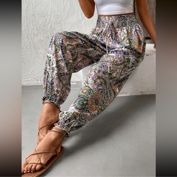 Boho Paisley Flowy Jogger Pants - Picture 3 of 3